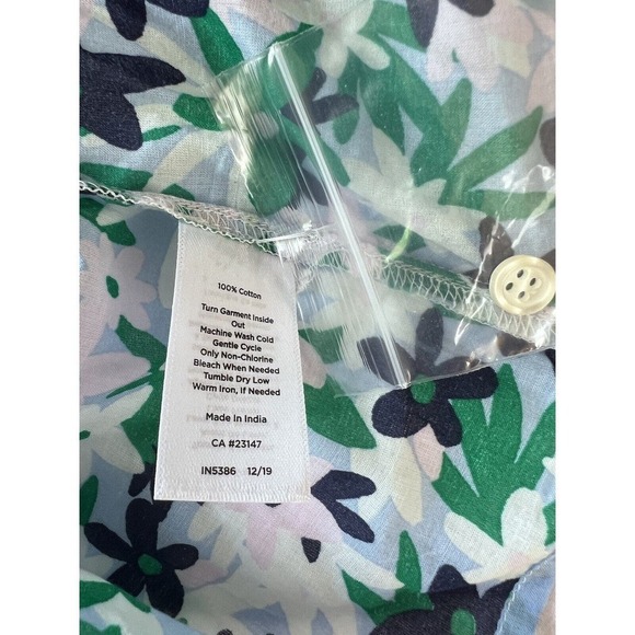 NWT Talbots Floral Lightweight Button Up Green Blue Blouse XL Office Dressy - Picture 8 of 8